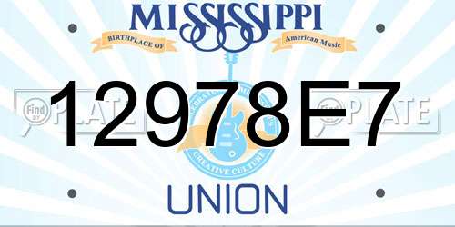 12978E7 Mississippi License Plate