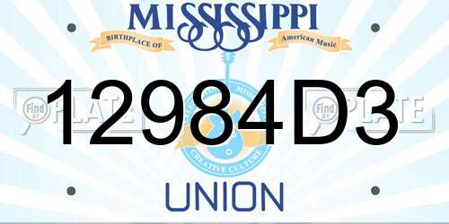 12984D3 Mississippi License Plate
