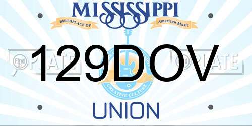129DOV Mississippi License Plate