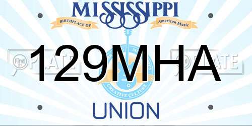 129MHA Mississippi License Plate