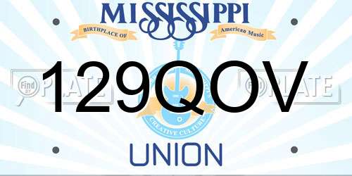 129QOV Mississippi License Plate