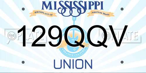 129QQV Mississippi License Plate