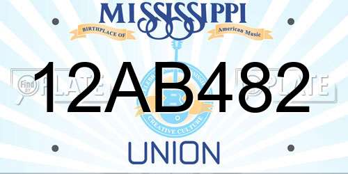12AB482 Mississippi License Plate