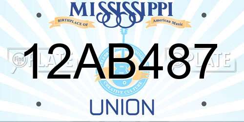 12AB487 Mississippi License Plate