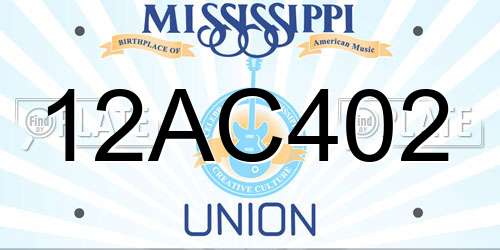 12AC402 Mississippi License Plate
