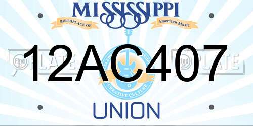12AC407 Mississippi License Plate