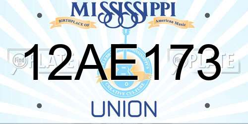 12AE173 Mississippi License Plate