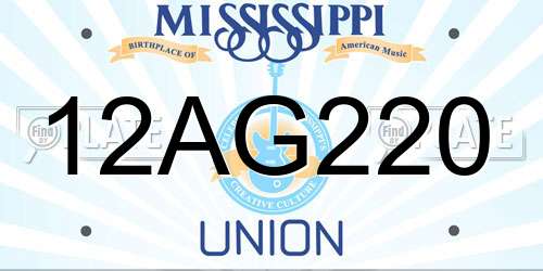 12AG220 Mississippi License Plate