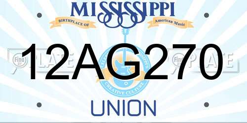 12AG270 Mississippi License Plate
