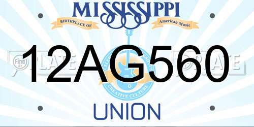 12AG560 Mississippi License Plate