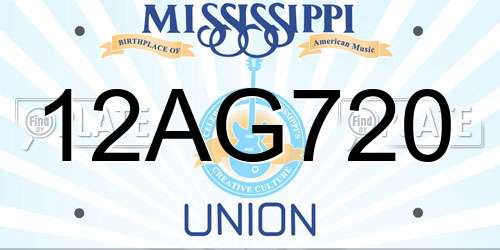 12AG720 Mississippi License Plate