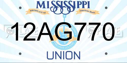 12AG770 Mississippi License Plate