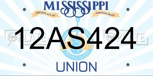 12AS424 Mississippi License Plate