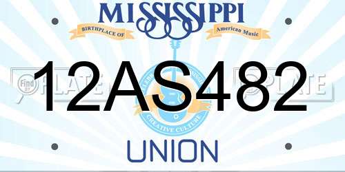 12AS482 Mississippi License Plate