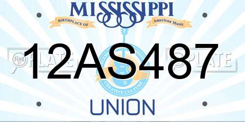 12AS487 Mississippi License Plate