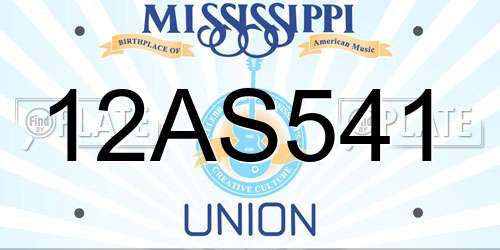 12AS541 Mississippi License Plate