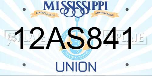 12AS841 Mississippi License Plate