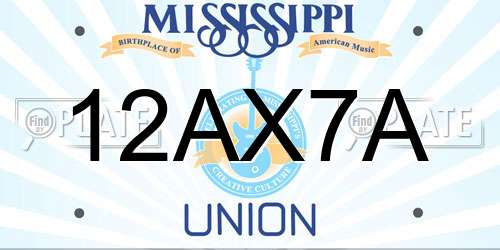 12AX7A Mississippi License Plate