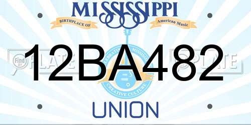 12BA482 Mississippi License Plate