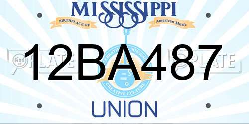 12BA487 Mississippi License Plate