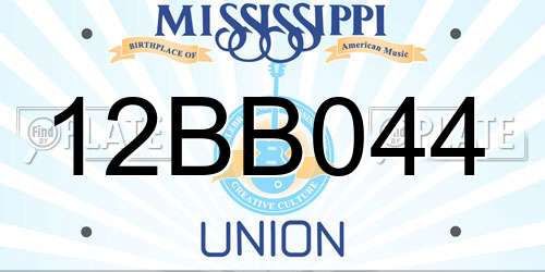 12BB044 Mississippi License Plate