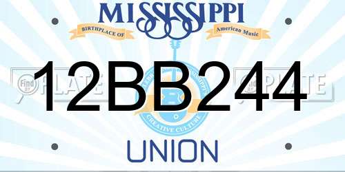 12BB244 Mississippi License Plate