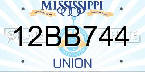 12BB744 Mississippi License Plate