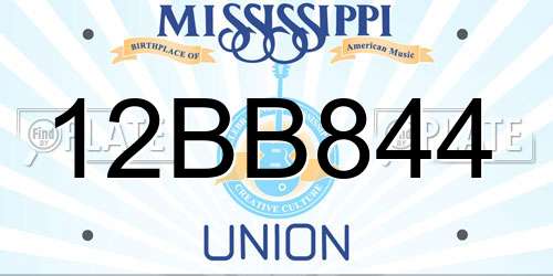 12BB844 Mississippi License Plate