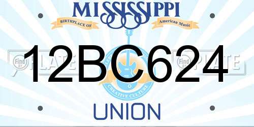 12BC624 Mississippi License Plate