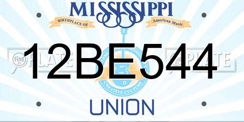 12BE544 Mississippi License Plate