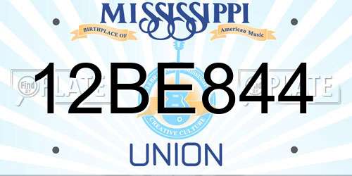 12BE844 Mississippi License Plate