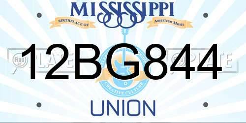 12BG844 Mississippi License Plate