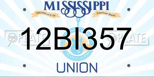 12BI357 Mississippi License Plate