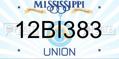 12BI383 Mississippi License Plate