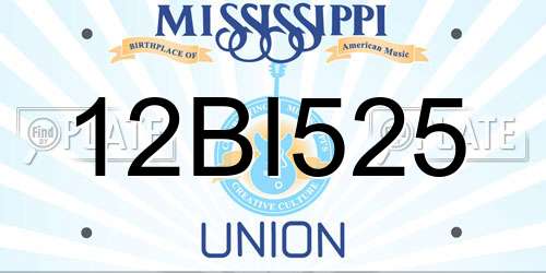12BI525 Mississippi License Plate
