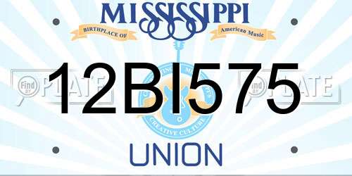 12BI575 Mississippi License Plate