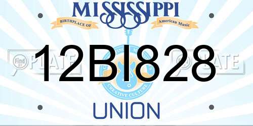 12BI828 Mississippi License Plate