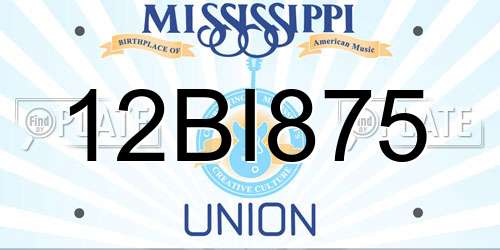 12BI875 Mississippi License Plate