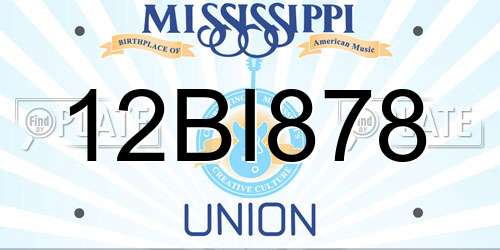 12BI878 Mississippi License Plate