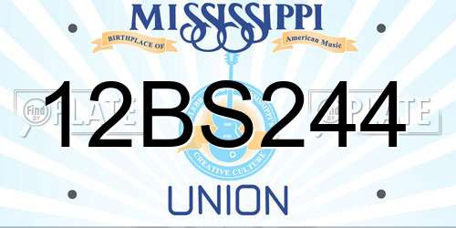 12BS244 Mississippi License Plate