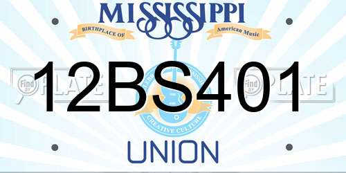 12BS401 Mississippi License Plate