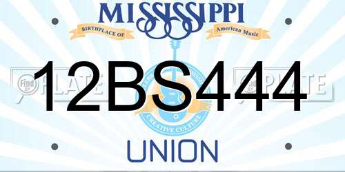 12BS444 Mississippi License Plate