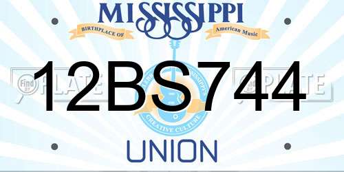 12BS744 Mississippi License Plate