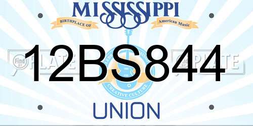 12BS844 Mississippi License Plate