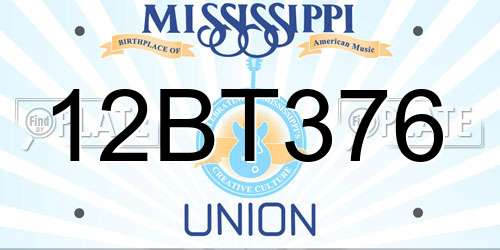 12BT376 Mississippi License Plate