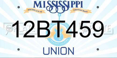 12BT459 Mississippi License Plate