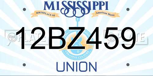 12BZ459 Mississippi License Plate