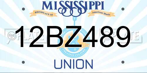 12BZ489 Mississippi License Plate