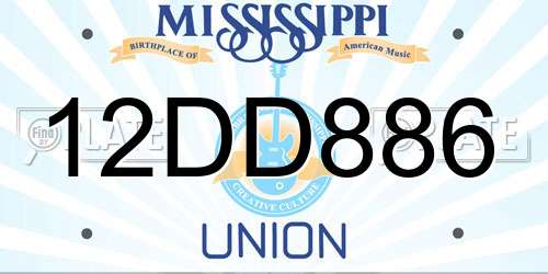 12DD886 Mississippi License Plate