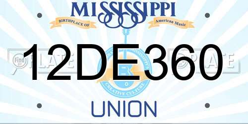 12DE360 Mississippi License Plate